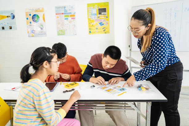 istock Primary education Students and friends learning Robotics technology in classroom with teacher 2161640005