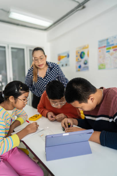 istock Primary education Students and friends learning Robotics technology in classroom with teacher 2161642027