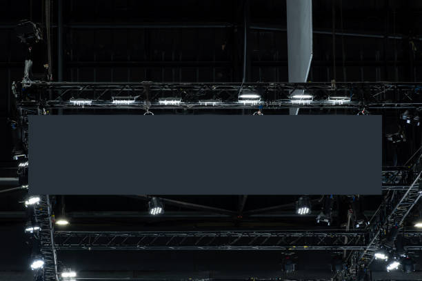 istock Hanging black horizontal billboard with clipping path for mock up 2161643823