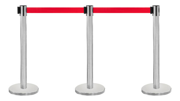 istock Mock up red walkway barrier isolated on white background with clipping path 2161643844