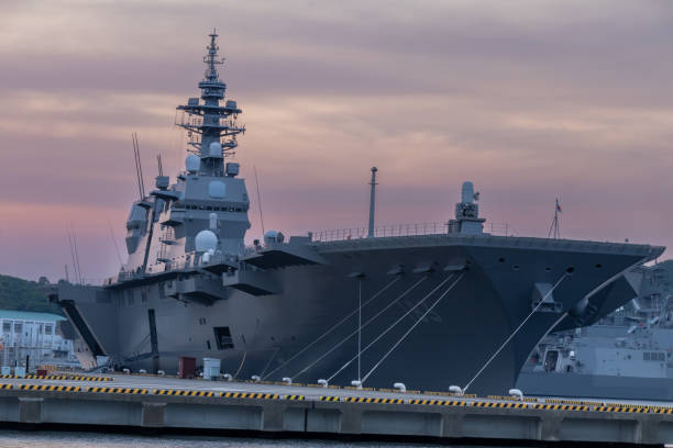 istock Air craft carrier at dusk 2161645719