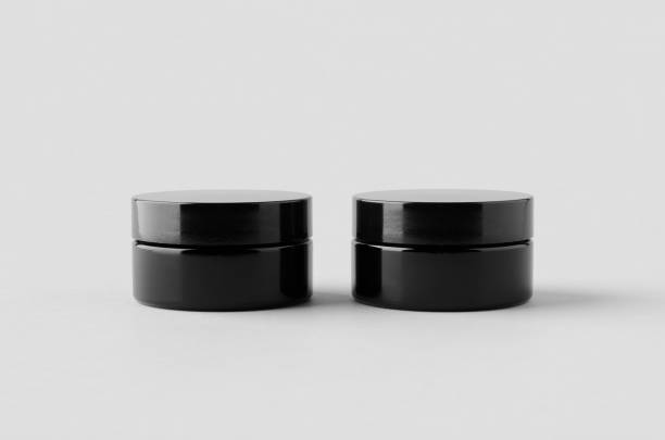 istock Black glass cream jar packaging mockup. 2161651567