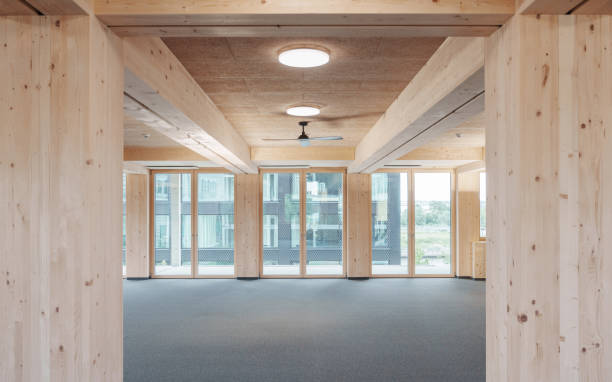 construction site of a sustainable modular wooden building