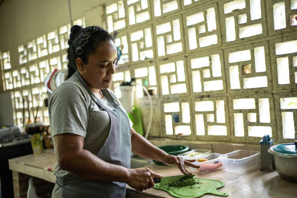 istock Mature woman cutting vegetables in the kitchen 2161654233