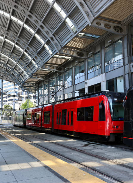 istock Bright red Metro train in the station 2161654516