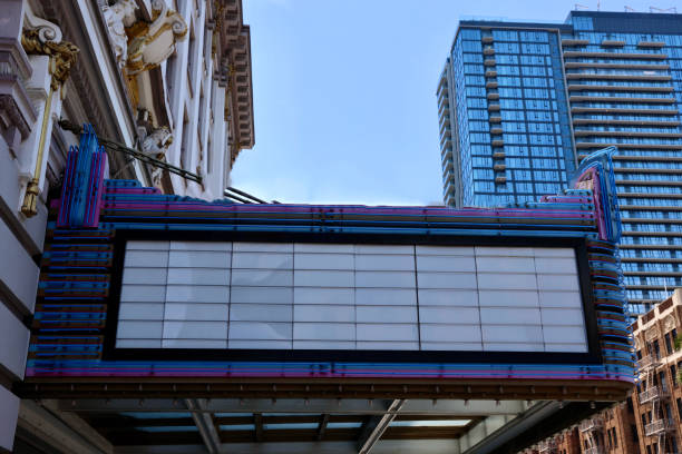 Vintage theater marquee with neon lights