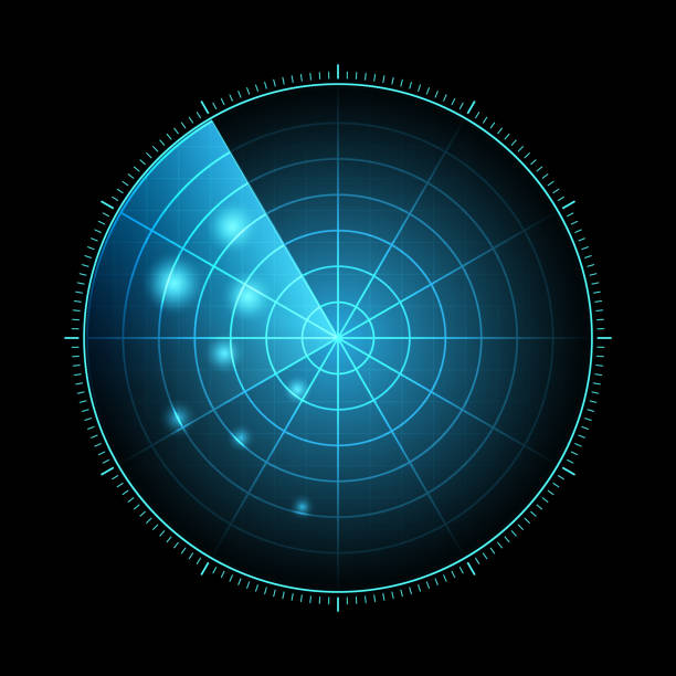 istock HUD radar with targets in action. Military search system, vector illustration 2161659679