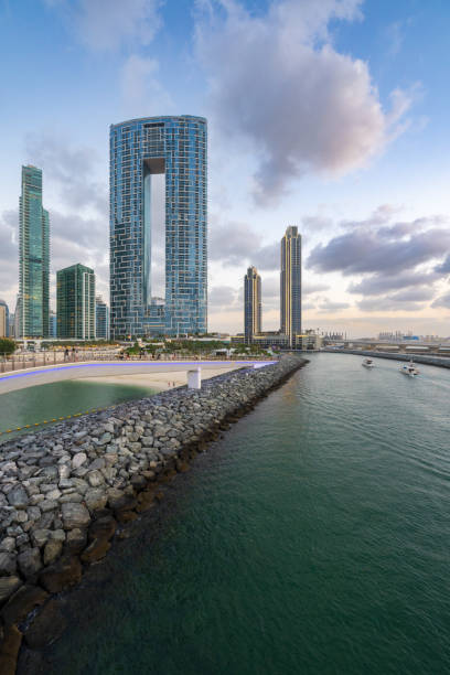 istock Dubai Marina Beach and skyline at day 2161660454