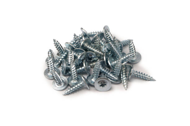 istock Screw-washer to wood isolated on a white background. 2161664417