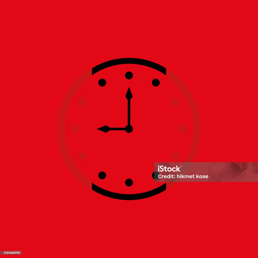 Clock Red Picture Blurred Analog Clock On Red Background Partially Blurred Wall Clock ...