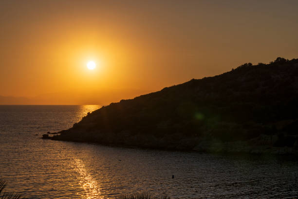 Beautiful sunset on the beaches of kusadasi Turkey