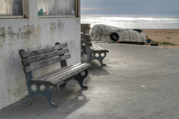 istock Bench on the Aguda beach in Arcozelo, Porto 2161665702