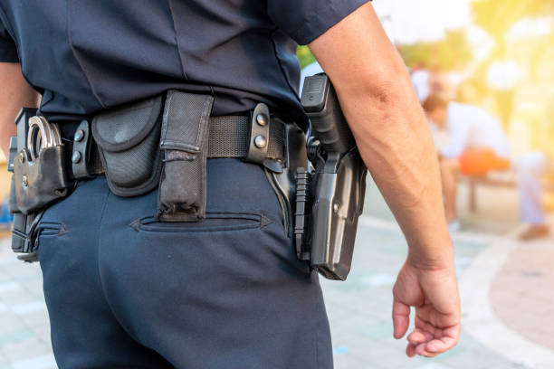 istock Law enforcement officer watching the streets 2161666251