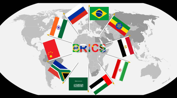 istock set of brics country under world map isolated on gray background for icon logo web. vector illustration. 2161668532