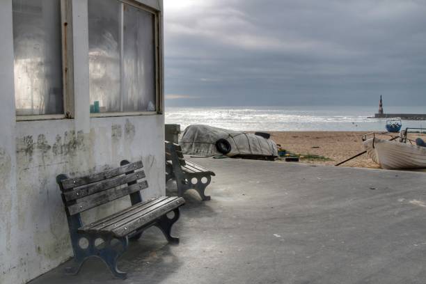 Bench on the Aguda beach in Arcozelo, Porto