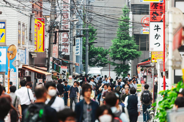 Busy street in Akihabara district, Tokyo, Japan,