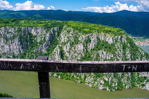 Panoramic view on the Danube in Djerdap National Park, Serbian-Romanian border, from the observing point.
