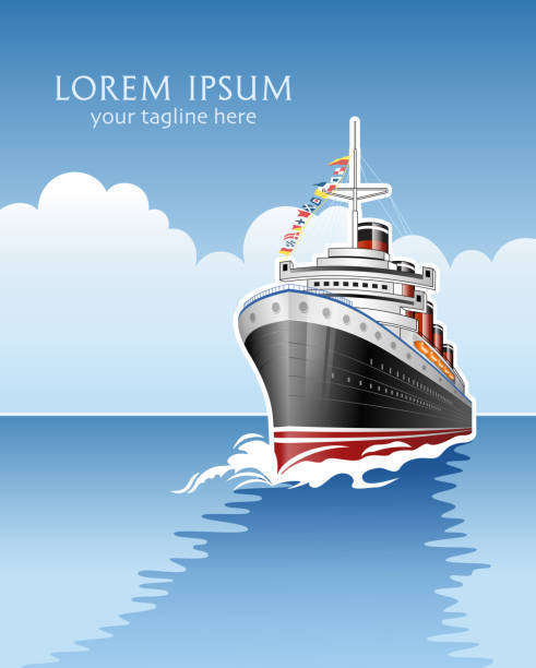istock Antique Ocean Liner crossing the Atlantic Ocean flat illustration 2161681491