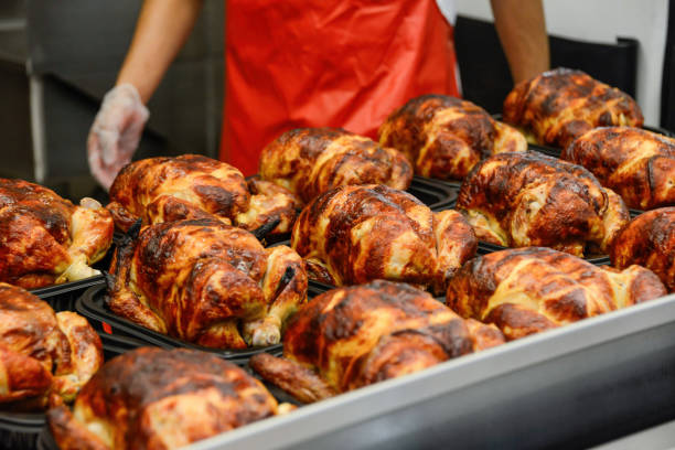 Roasted chickens for sale at a local hypermarket