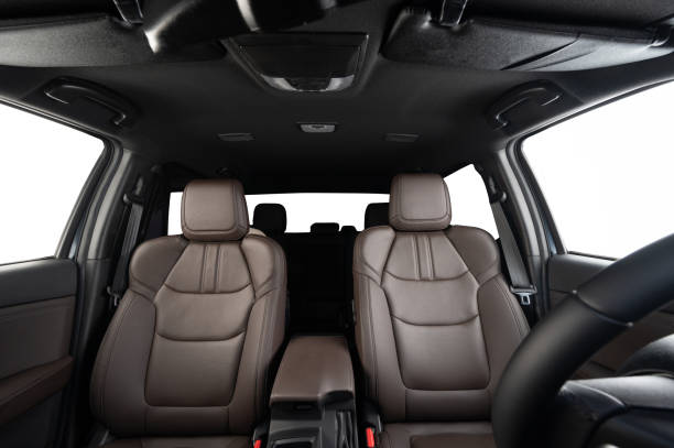Elegant dark car intrior Elegant dark car clean intrior with white isolated windows Haval H9 SUV stock pictures, royalty-free photos & images