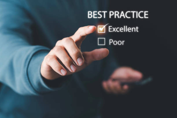 istock Businessman pressing Best Practice, Business, Technology, Internet and network concept. Best practice.Best practice concept. Manager (businessman, coach, leadership) plan to apply best practice method 2161684420