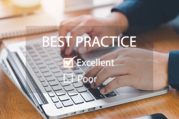 istock Businessman pressing Best Practice, Business, Technology, Internet and network concept. Best practice.Best practice concept. Manager (businessman, coach, leadership) plan to apply best practice method 2161684423