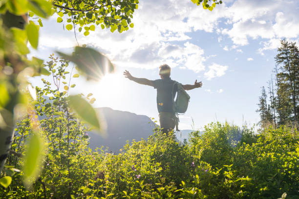 istock Senior hiker pauses in meadow 2161685957