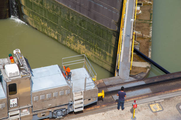 Detail of the Miraflores Lock in Panama Canal
