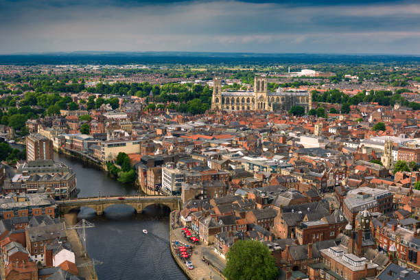 istock Drone Shot of River Ouse in York with Minster Beyond 2161693940