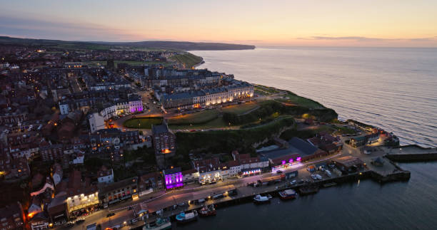 istock High Angle Drone Shot of Whitby at Twilight 2161694246