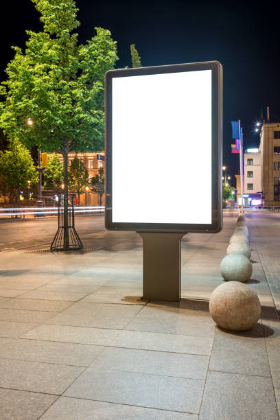 istock Blank Mockup Of Modern Billboard At Night 2161695196