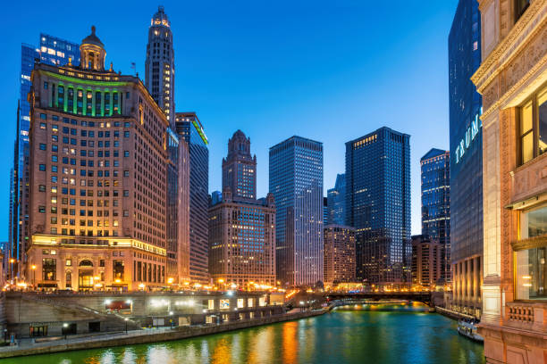 istock Downtown Chicago Illinois USA Night 2161699004