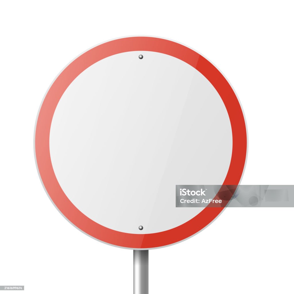 Block Circular Sign Blank Circular Road Sign With Red Border On A Pole Vector Stock ...