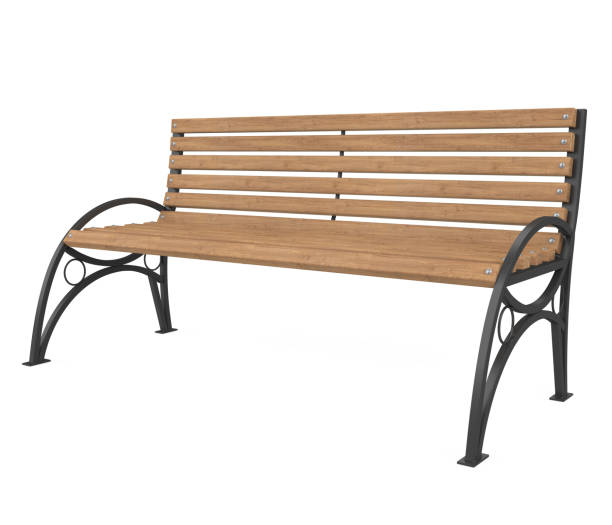istock Wooden Park Bench Isolated 2161701438