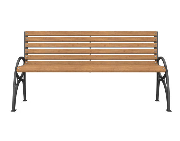 istock Wooden Park Bench Isolated 2161701588