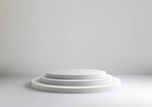 istock Clean and Sleek 3D White Podium with Three Tiers, Ideal for Modern Product Display, Mockup, Showcase 2161707899