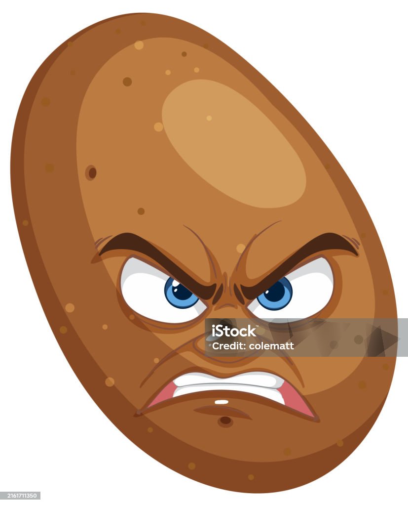 Potato Rage Face A Furious Potato With An Angry Expression Stock Illustration - Download ...