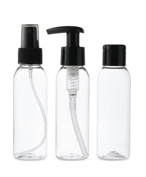 istock Three Clear Plastic Bottles With Different Dispensers on White Background 2161711997