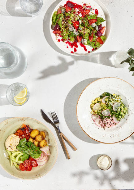 istock Fresh Summer Salads and Okroshka - Light and Refreshing Summer Lunch Composition 2161718854