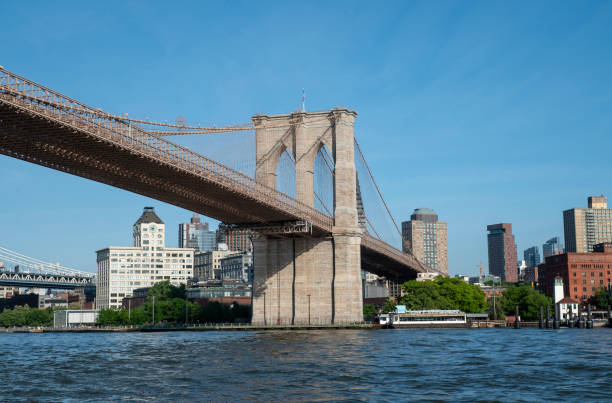 istock Brooklyn Bridge view from the sea side in day light 2161724235
