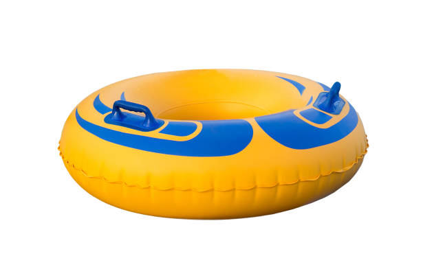 Yellow Inflatable ring with handles isolated on white background