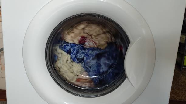 istock Washing machine washes clothes at home 2161726069