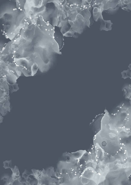 istock Elegant hand painted alcohol ink background in grey and silver 2161726791