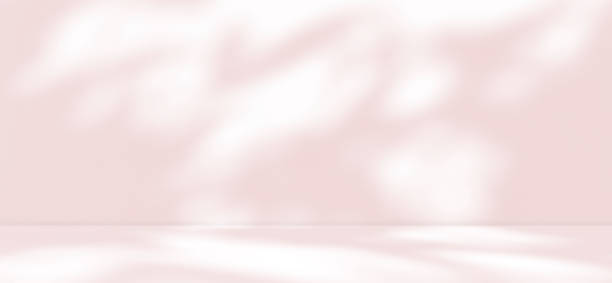 istock Empty pink colour room studio with sunlight effect shadow on the floor and wall for product presentation. 2161727902