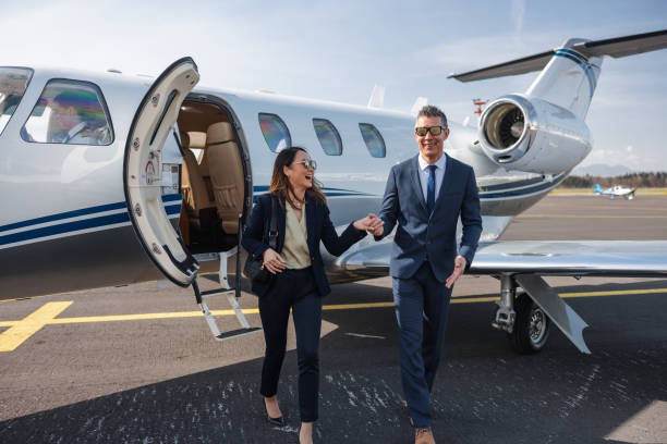 istock Business Professionals Exiting a Private Jet 2161728693