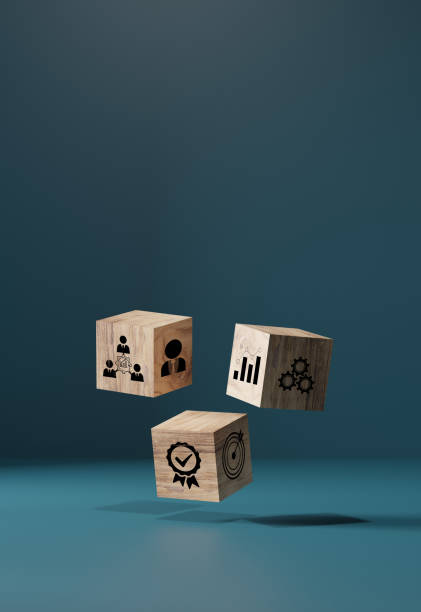 woods block step on table with icon Action plan, Goal and target, success and business target concept, project management, company strategy.