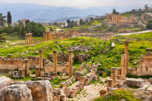 Ruins of Ancient City Jerash (Gerasa), Jordan stock photo