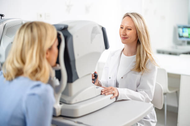 istock Young Caucasian Woman Having Opthalmologist Examination 2161734081