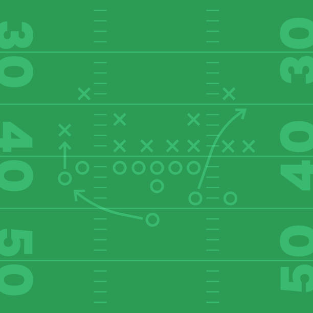 Football Field Play Call Lines Background Green football field sports play diagram background design. pics for football graphics stock illustrations