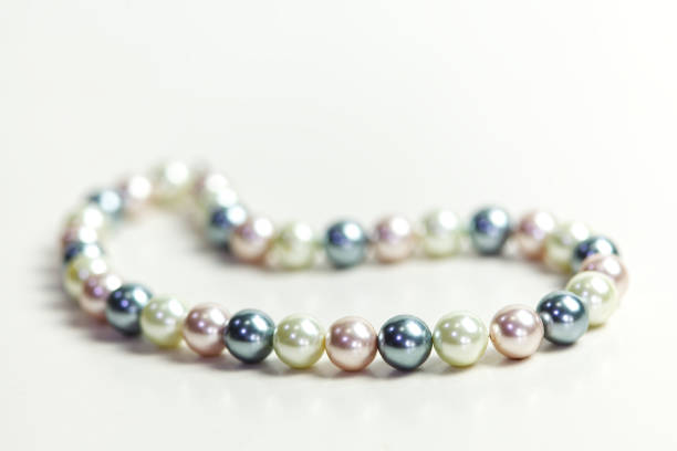 Pearl necklace isolated on white, object background